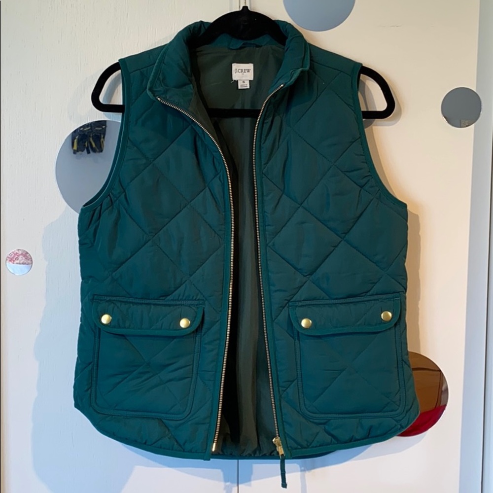 J Crew Quilted Emerald Vest